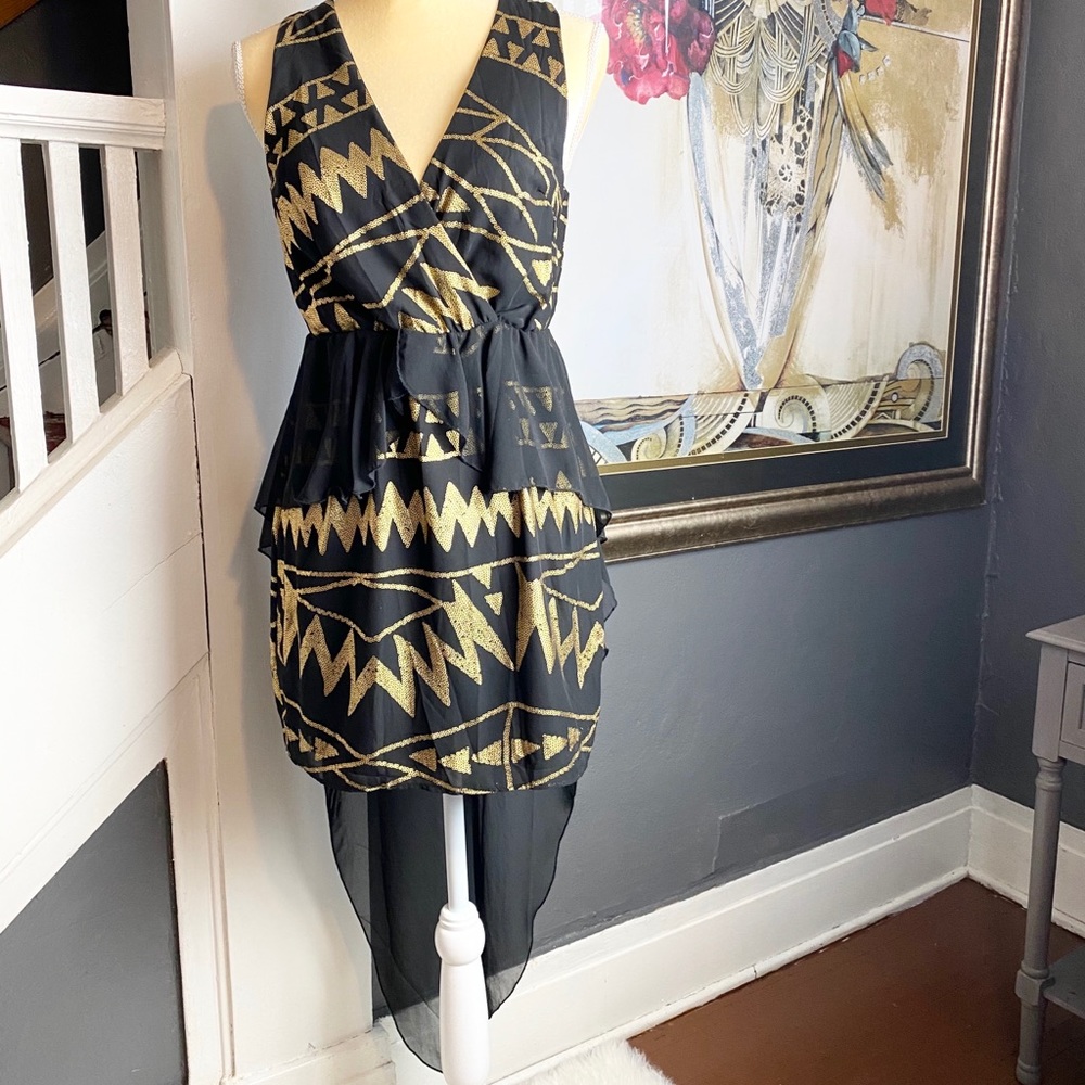 Y2K Retro black and gold ice fashion prom/wedding dress size Small